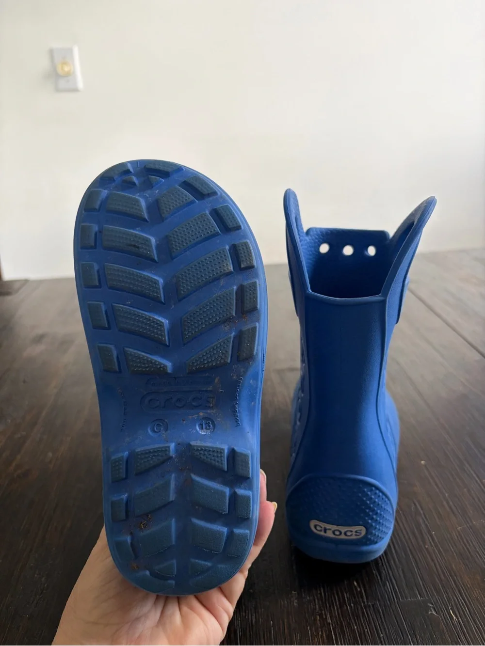 CROCS Blue Kids Rain Boots with Yellow Lightning & White Cloud